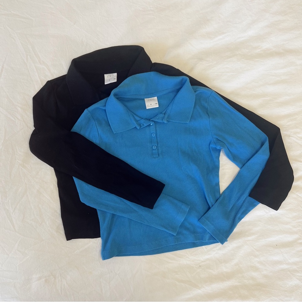 Zara Girls Collared Long Sleeve Henley Bundle‎
